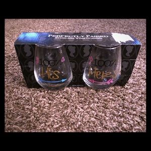 Brand New! His and Hers wine glasses